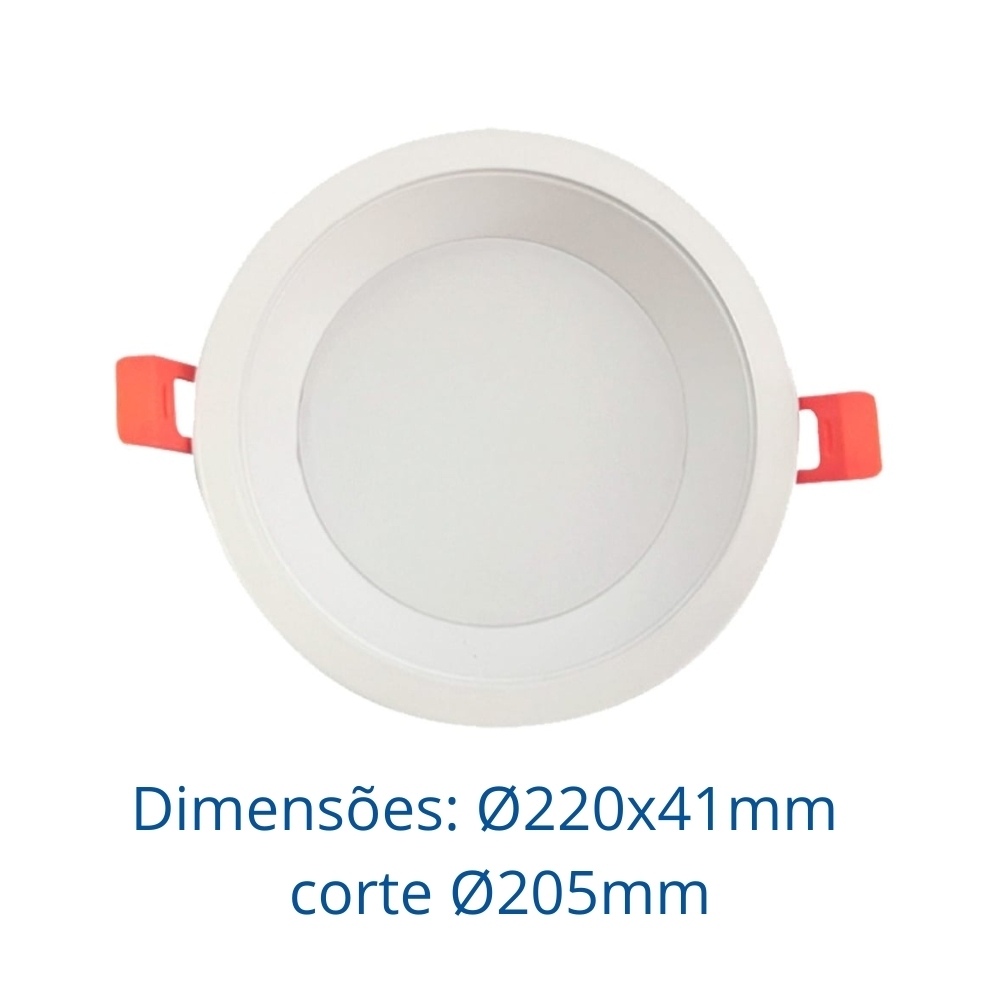 PAINEL LED EMBUTIR RECUADO 36W BIVOLT LUZ NEUTRA 4000K 3600LM REDONDO BRANCO 22CM - LUMINATTI