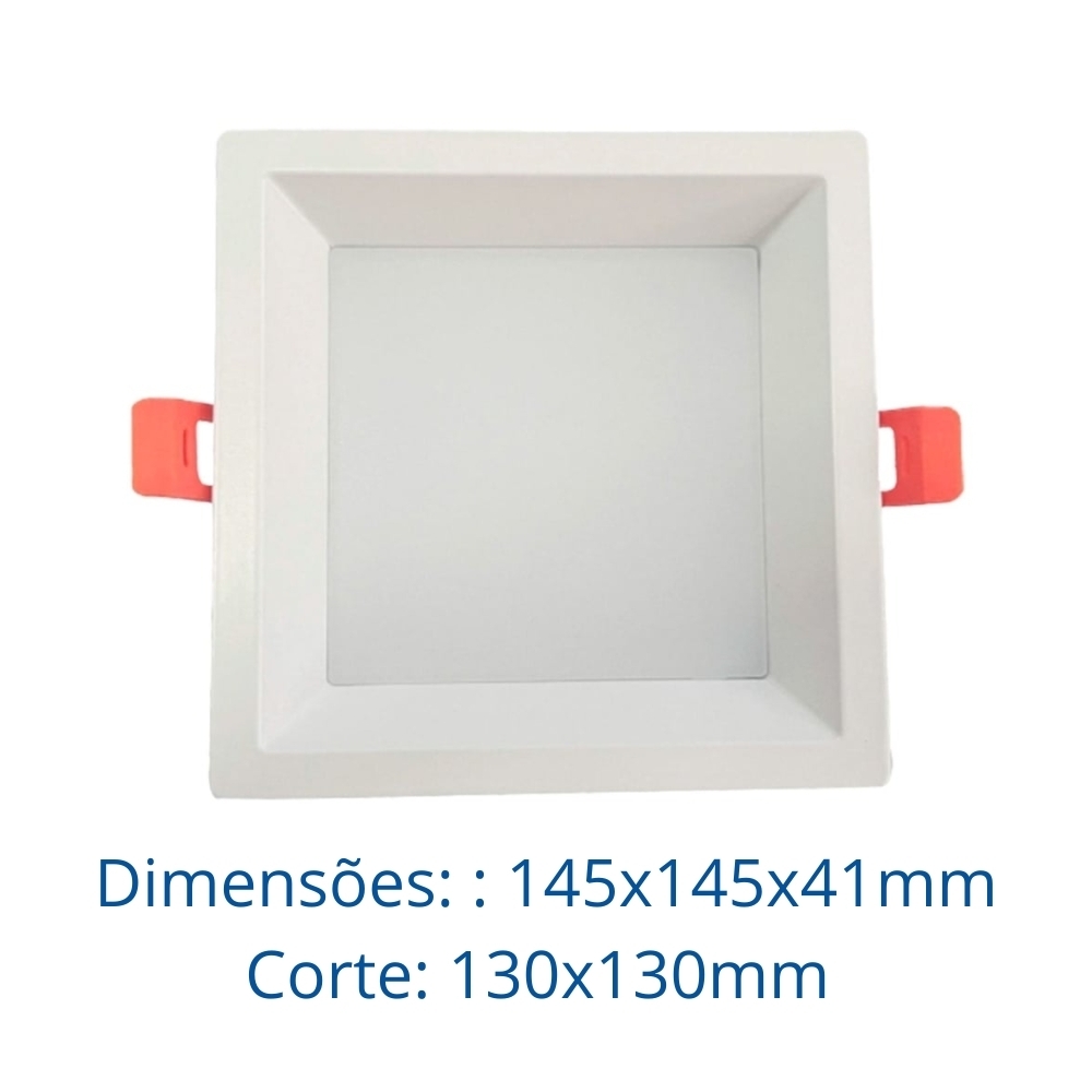 PAINEL LED EMBUTIR RECUADO 18W BIVOLT LUZ NEUTRA 4000K 1800LM QUADRADO BRANCO 14CM - LUMINATTI