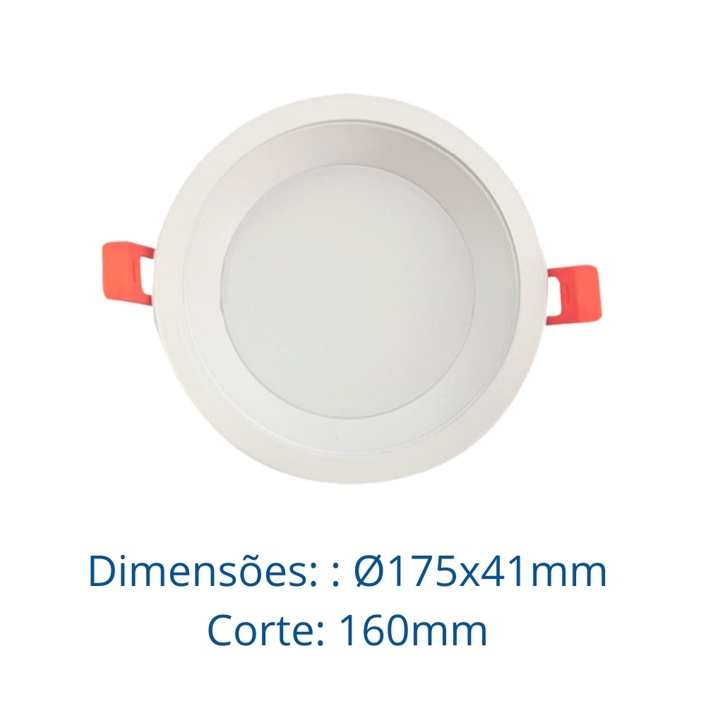 PAINEL LED EMBUTIR RECUADO 24W BIVOLT LUZ NEUTRA 4000K 2400LM REDONDO BRANCO 17CM - LUMINATTI