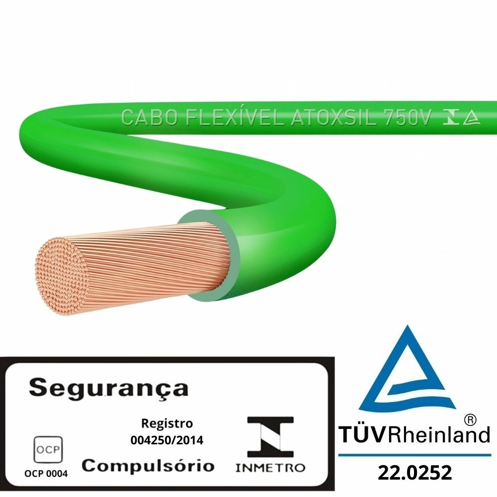 Cabo Atox 2,5mm Verde 750v Rolo 100 Metros - Sil