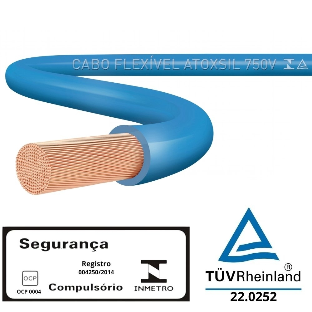 Cabo Atox 4mm Azul 750v Rolo 100 Metros - Sil