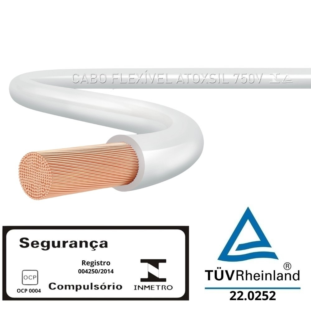 Cabo Atox 6mm Branco 750v Rolo 100 Metros - Sil
