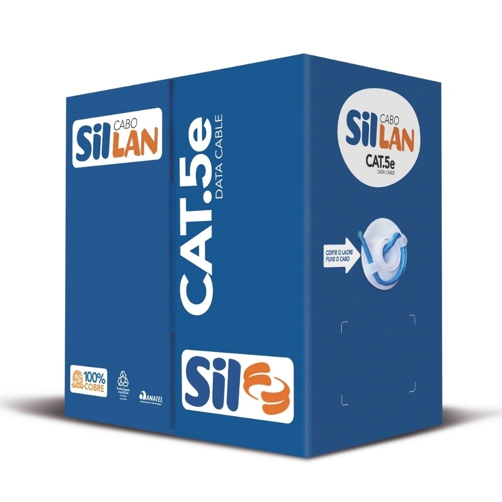 CABO DE REDE CAT 5 LAN 4 VIAS U/UTP AZUL 305 METROS - SIL