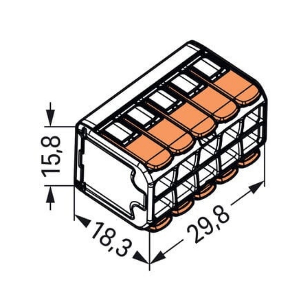 CONECTOR PARA FLEX 10 POLOS 32A 450V ATE 4MM COM 3 PECAS - WAGO