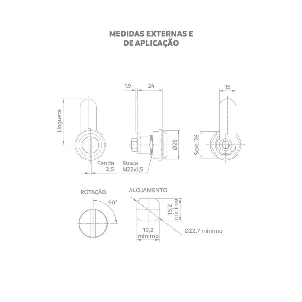 FECHO LINGUETA FENDA PRETO COM 2 PECAS - SOPRANO
