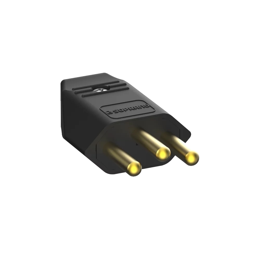 PLUG MACHO 2 POLOS + TERRA 20A 250V PRETO - SOPRANO