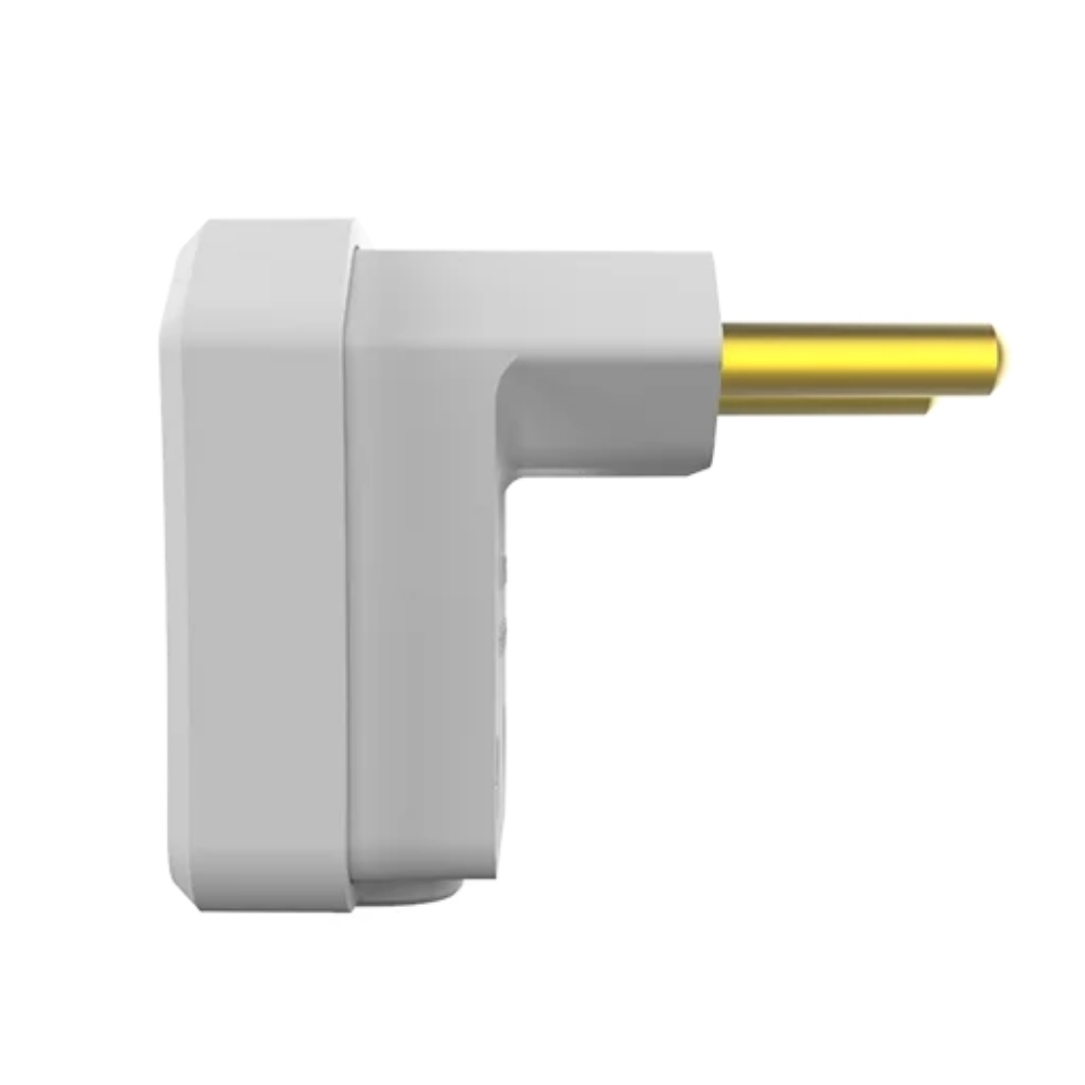 PLUG MACHO 90G 2 POLOS 10A 250V COM PRENSA CABO BRANCO - SOPRANO