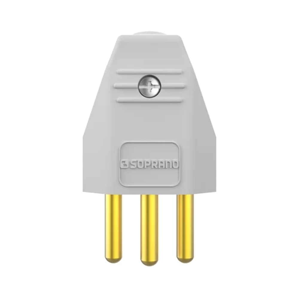 PLUG MACHO 2 POLOS + TERRA 20A 250V BRANCO - SOPRANO
