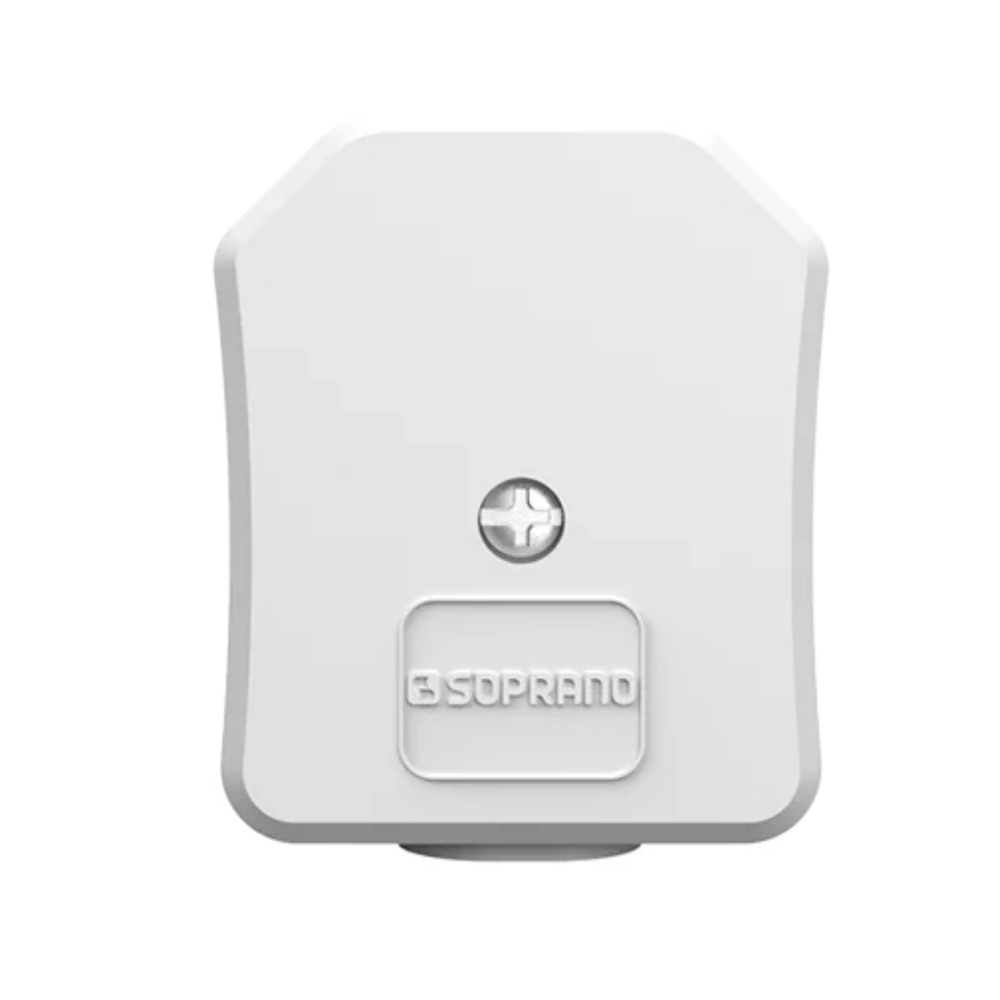 PLUG MACHO 90G 2 POLOS + TERRA 10A 250V COM PRENSA CABO BRANCO - SOPRANO