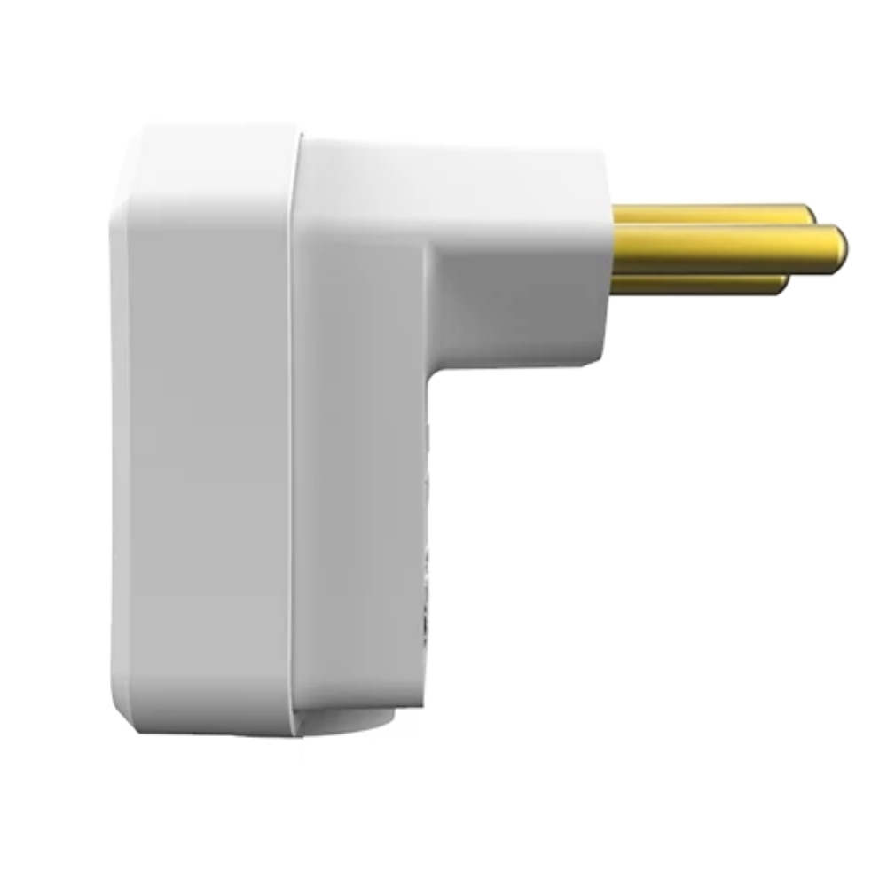 PLUG MACHO 90G 2 POLOS + TERRA 10A 250V COM PRENSA CABO BRANCO - SOPRANO