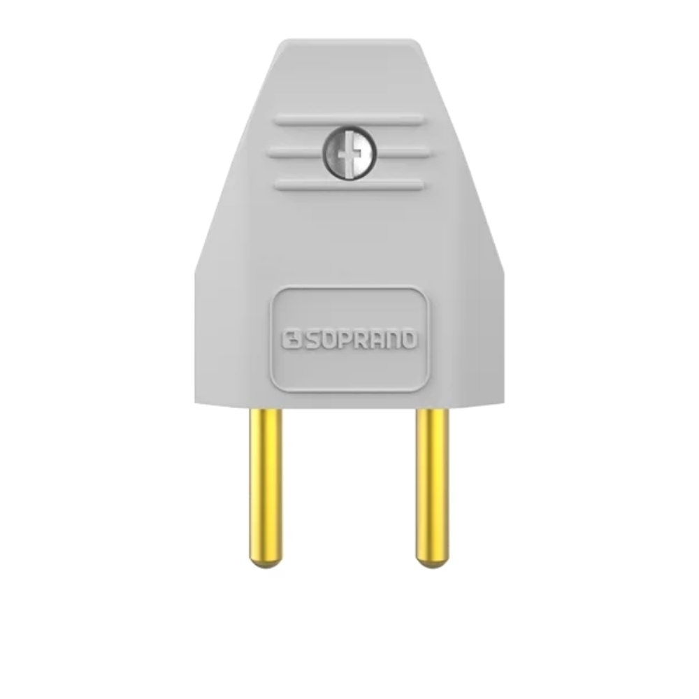 PLUG MACHO 2 POLOS 10A 250V BRANCO - SOPRANO