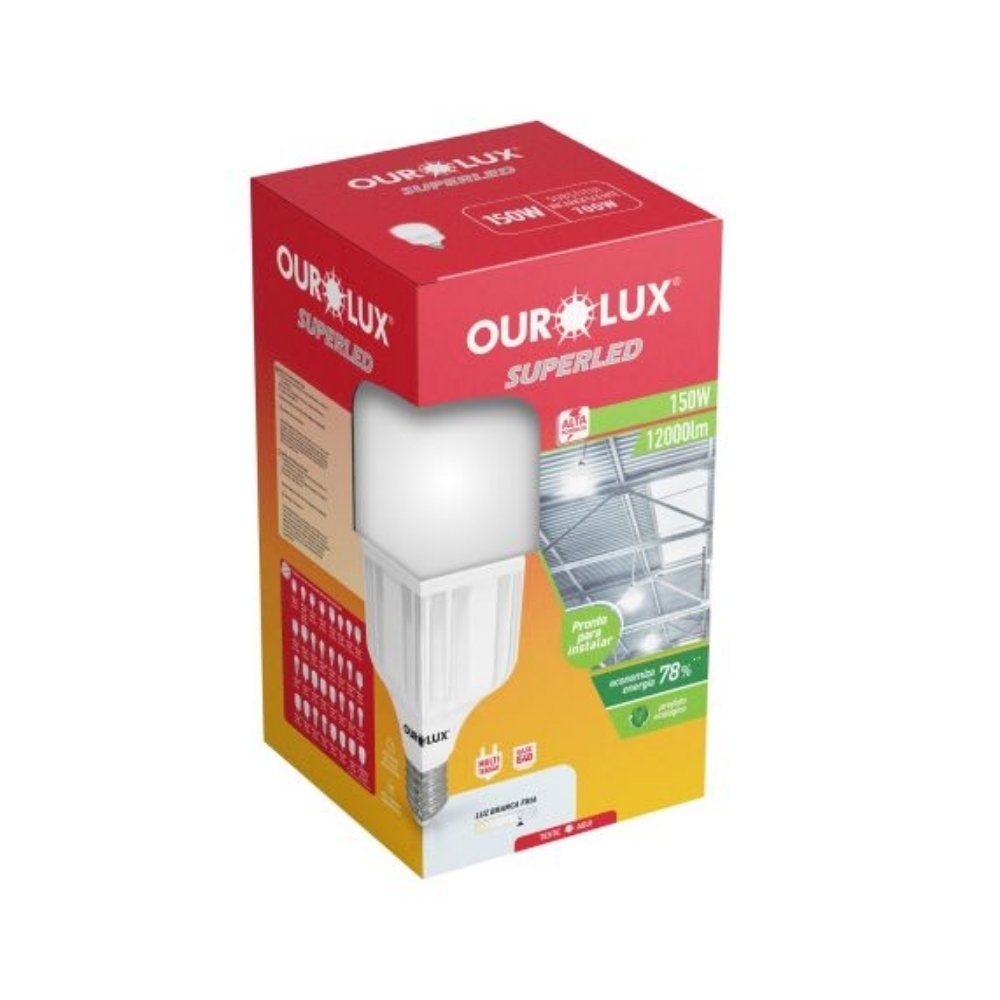 LAMPADA LED ALTA POTENCIA E40 150W BIVOLT LUZ BRANCA 6500K - OUROLUX