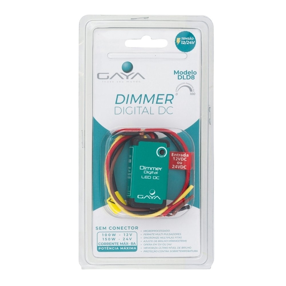 DIMMER DIGITAL DC 12/24V COM CONECTOR IP20 100W - GAYA