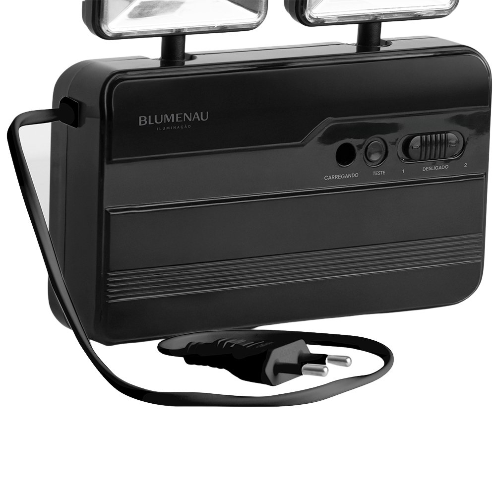 LUMINARIA LED EMERGENCIA BLA 5W BIVOLT LUZ BRANCA 6500K 1200LM PRETO - BLUMENAU