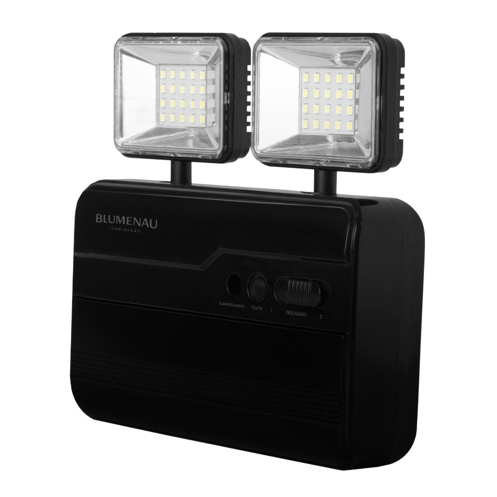 LUMINARIA LED EMERGENCIA BLA 5W BIVOLT LUZ BRANCA 6500K 1200LM PRETO - BLUMENAU