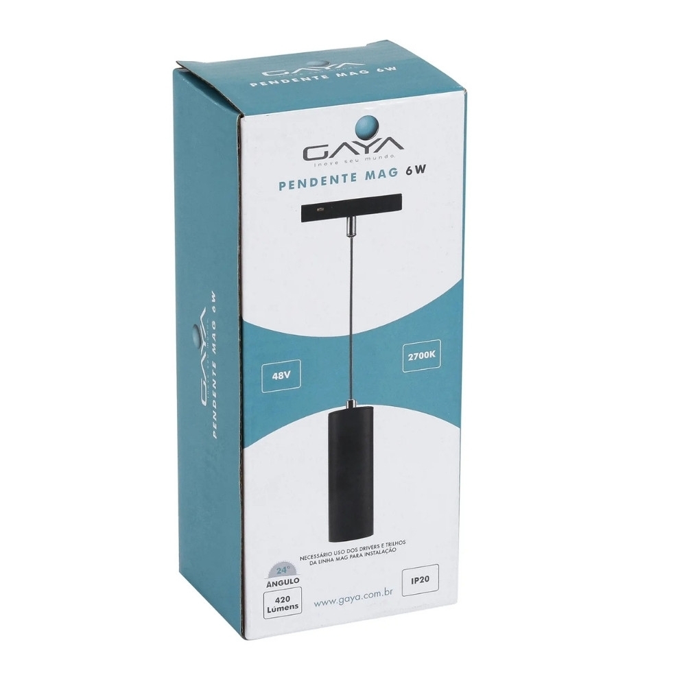 PENDENTE LED MAG 6W 48V LUZ AMARELA 2700K ALUMINIO - GAYA