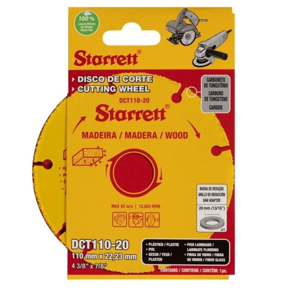 DISCO CORTE TUNGSTENIO PARA MADEIRA 110MM - STARRETT