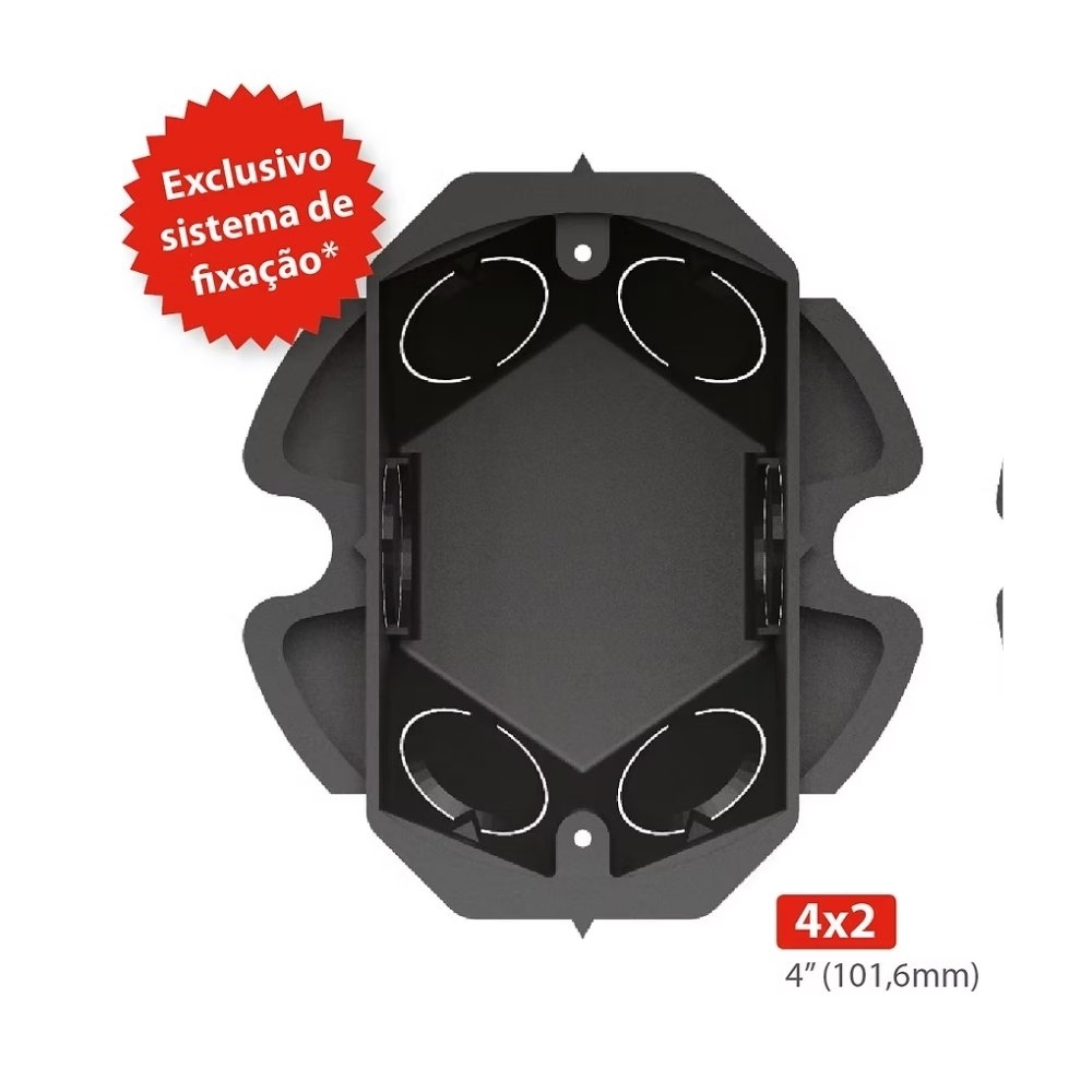 CAIXA EMBUTIR 4X2 PVC PRETO PARA BLOCO ESTRUTURAL - NANOPLASTIC