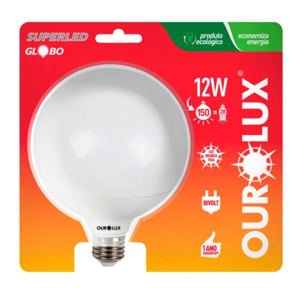 Lampada Led Globo 12w Bivolt Luz Branca - Ourolux