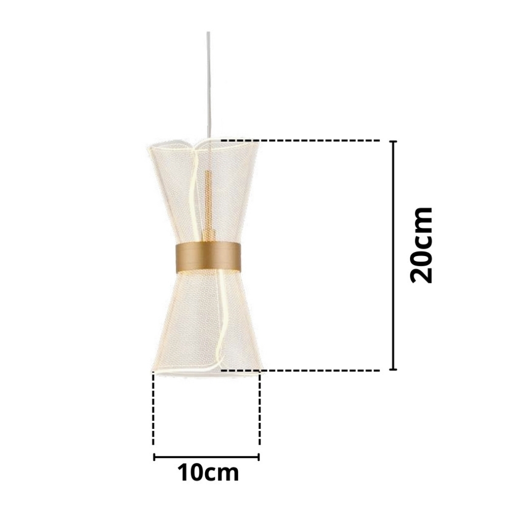 PENDENTE LED ROLL 10X20 5W BIVOLT LUZ AMARELA 3000K 400LM DOURADO - SKYLIGHT