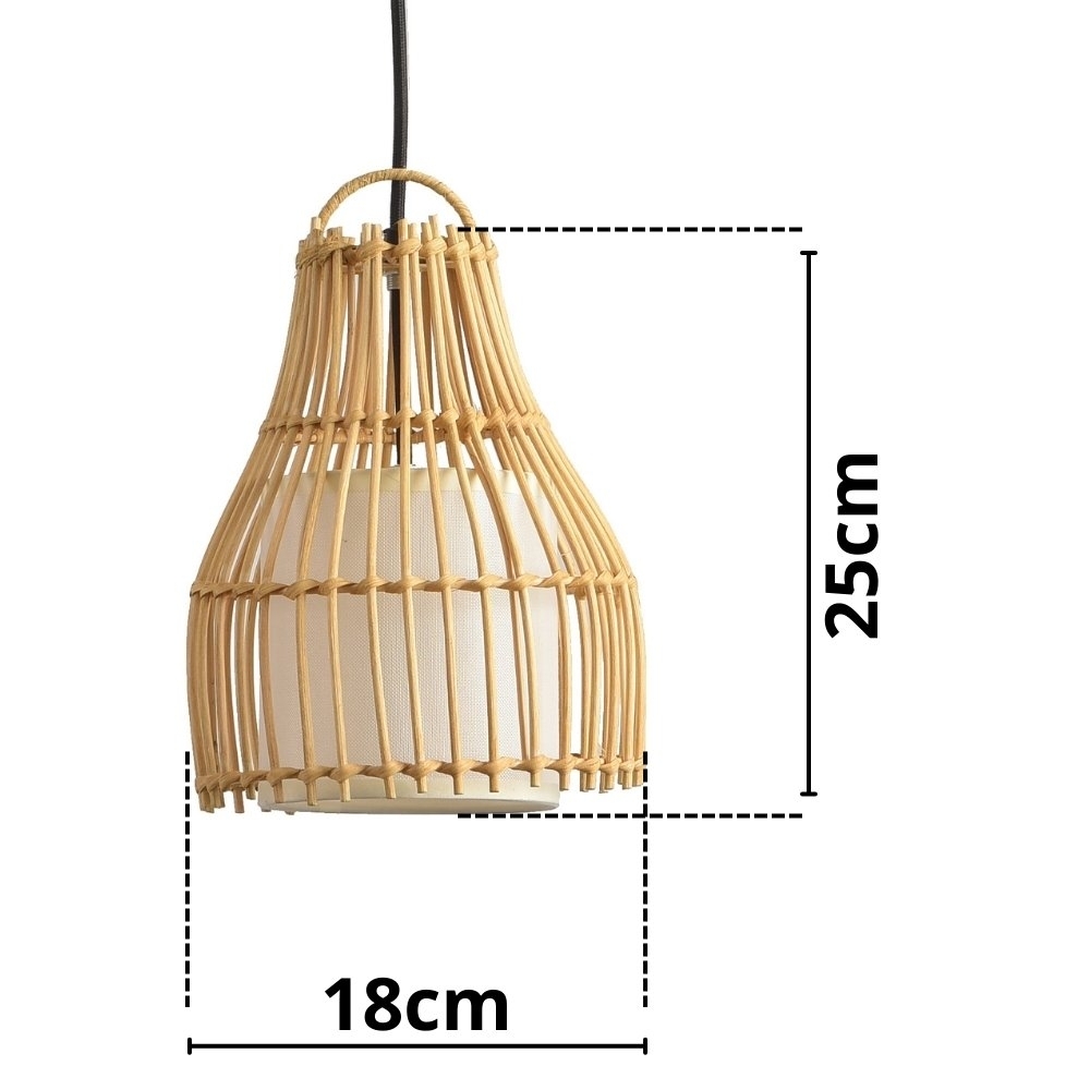 PENDENTE OTAKI PARA 1 LAMPADA E27 DIAMETRO 18X25CM ALTURA 25W BIVOLT RATTAN - SKYLIGHT