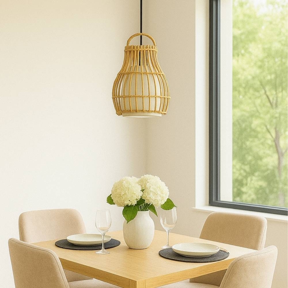 PENDENTE OTAKI PARA 1 LAMPADA E27 DIAMETRO 18X25CM ALTURA 25W BIVOLT RATTAN - SKYLIGHT