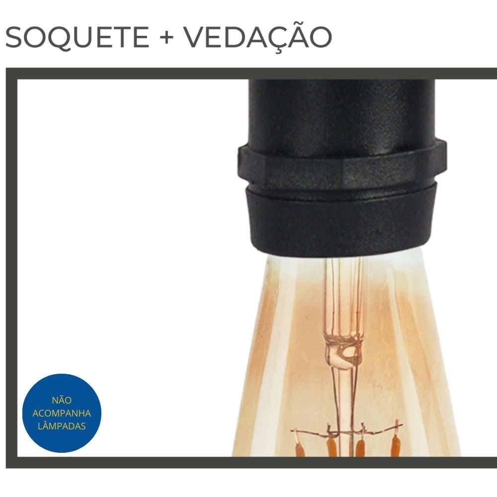 VARAL FESTAO COM 8 SOQUETES E27 PRETO IP65 5 METROS - BLUMENAU