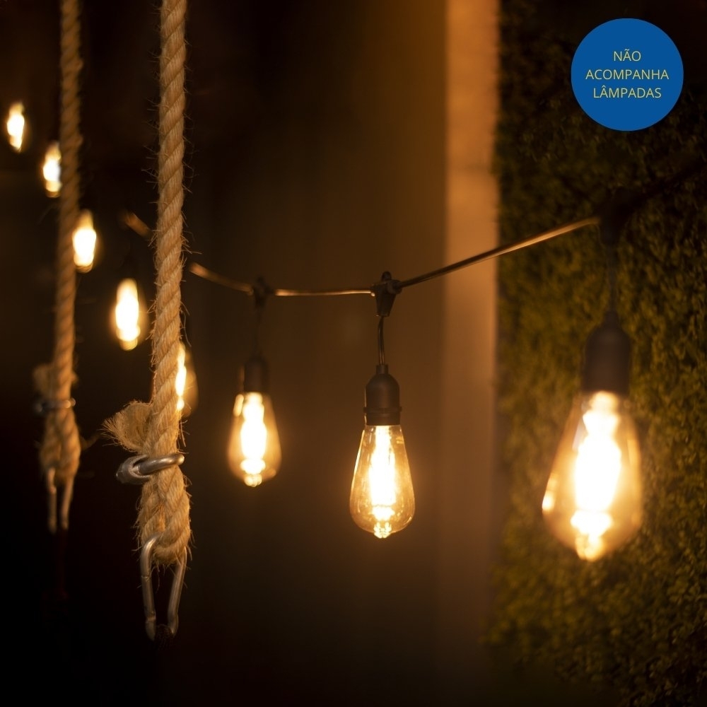 VARAL FESTAO COM 8 SOQUETES E27 PRETO IP65 5 METROS - BLUMENAU