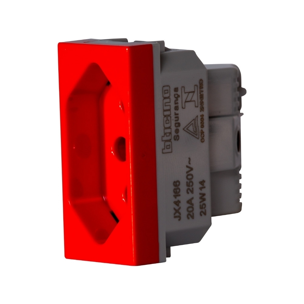 MODULO TOMADA 2P+T 20A 250V VERMELHO 1M 250V MATIXGO - BTICINO