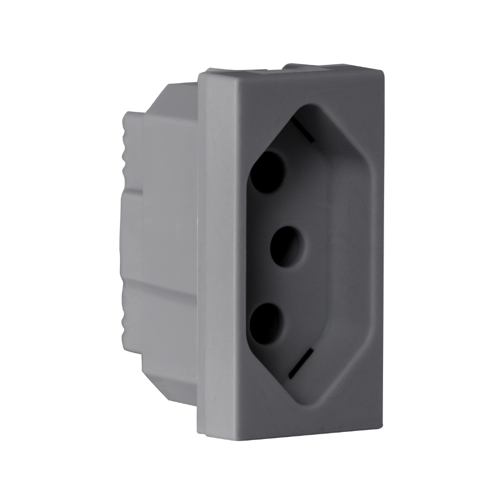 MODULO TOMADA 2P+T 10A 250V CINZA 1M 250V MATIXGO - BTICINO