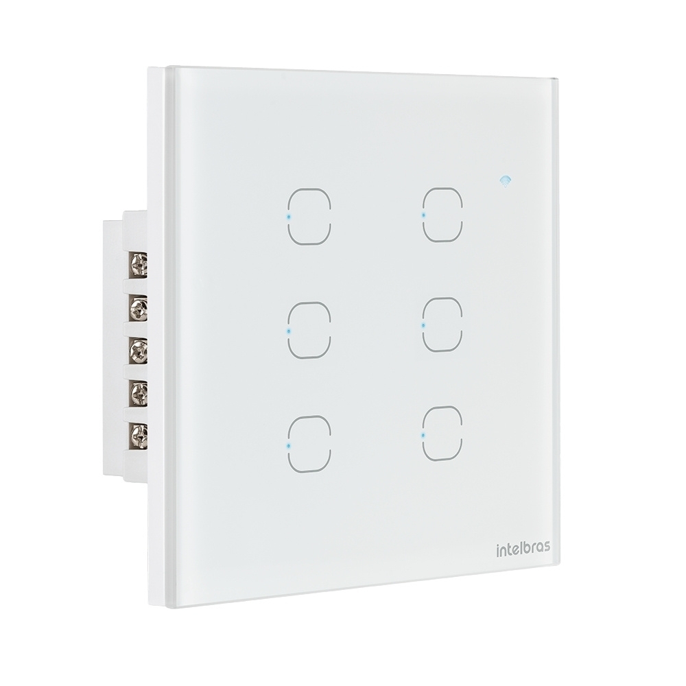 CONJUNTO 4X4 6 INTERRUPTORES TOUCH BRANCO WIFI SMART - INTELBRAS