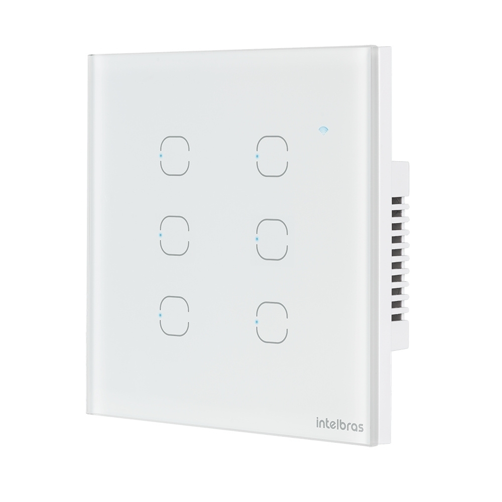 CONJUNTO 4X4 6 INTERRUPTORES TOUCH BRANCO WIFI SMART - INTELBRAS