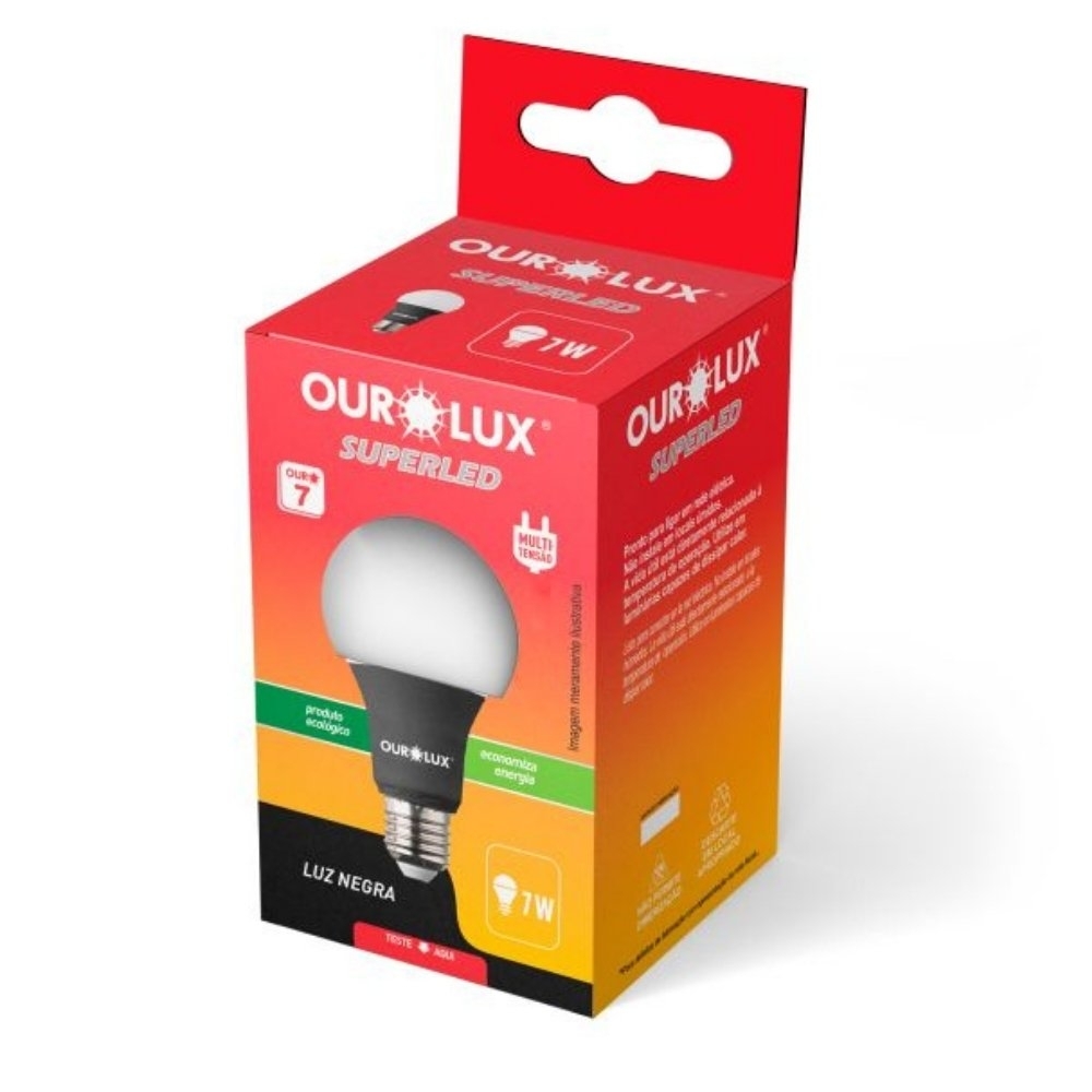 LAMPADA LED BULBO 7W BIVOLT LUZ NEGRA E27 - OUROLUX