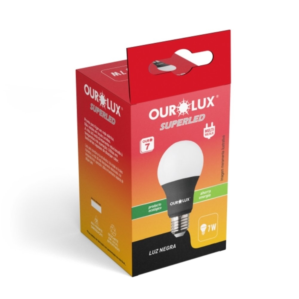 LAMPADA LED BULBO 7W BIVOLT LUZ NEGRA E27 - OUROLUX