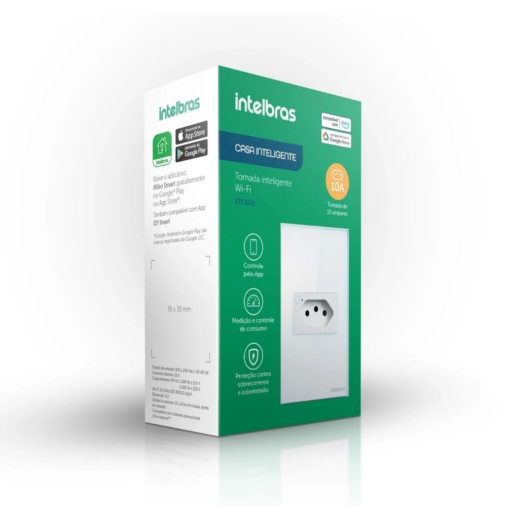 CONJUNTO 4X2 1 TOMADA 2P+T 10A BRANCO WIFI SMART - INTELBRAS