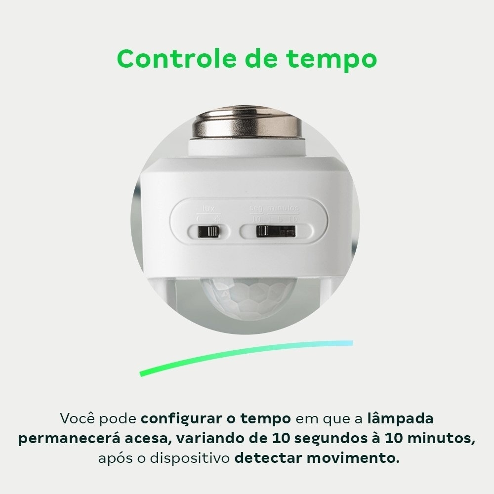 SENSOR PRESENCA 360G PARA E27 COM FOTOCELULA MICROC BRANCO - INTELBRAS