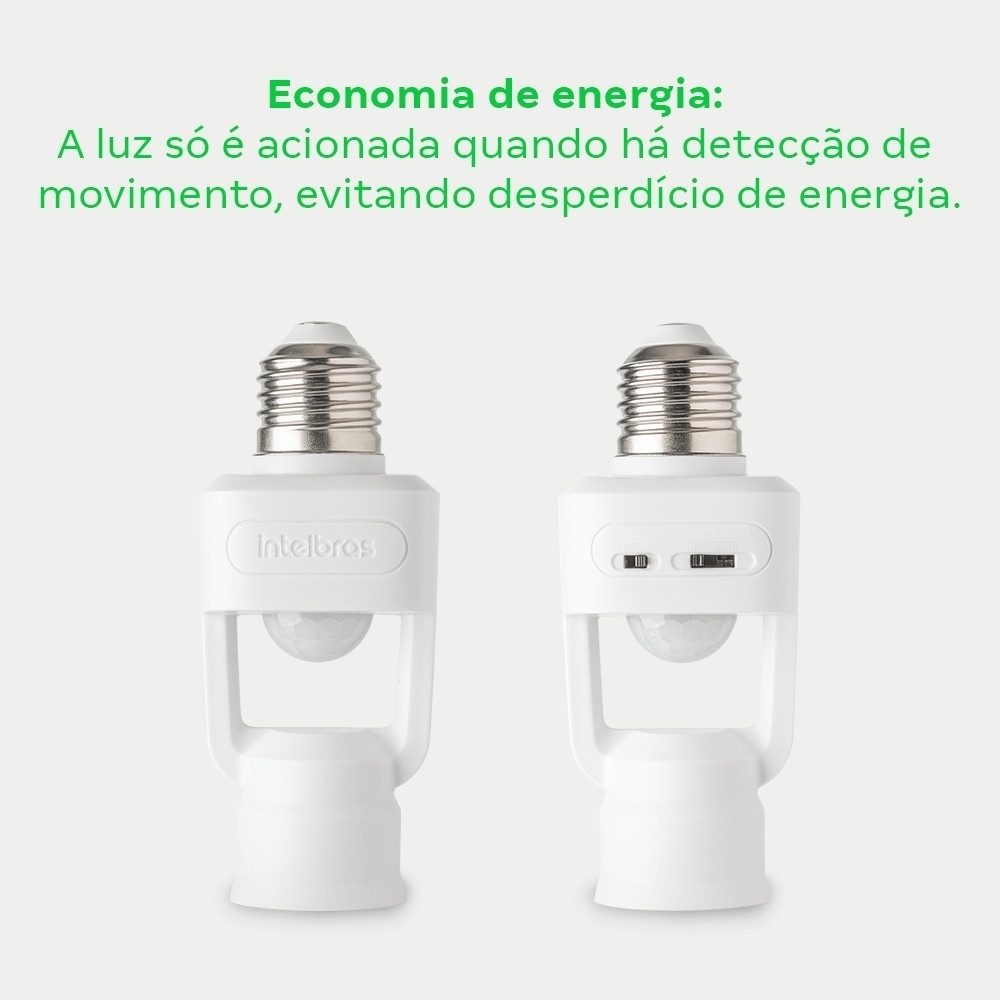 SENSOR PRESENCA 360G PARA E27 COM FOTOCELULA MICROC BRANCO - INTELBRAS