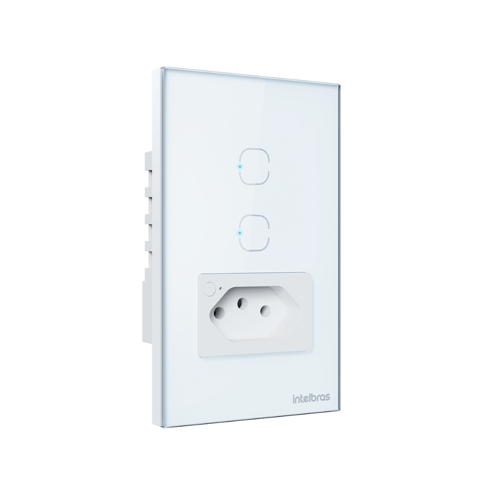 CONJUNTO 4X2 2 INTERRUPTOR TOUCH E 1 TOMADA 2P+T 10A BRANCO WIFI SMART - INTELBRAS