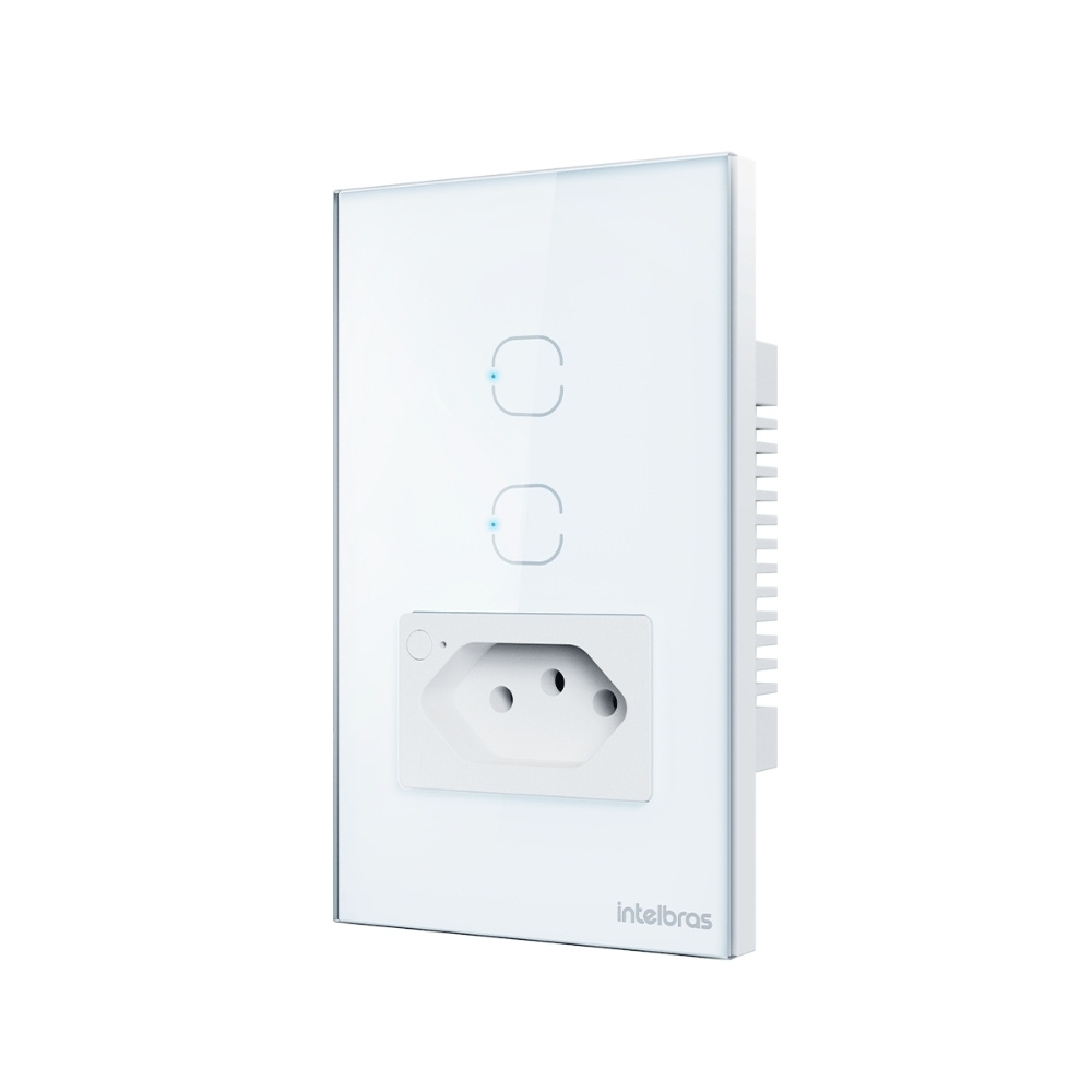 CONJUNTO 4X2 2 INTERRUPTOR TOUCH E 1 TOMADA 2P+T 10A BRANCO WIFI SMART - INTELBRAS