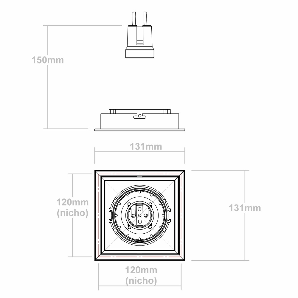 SPOT EMBUTIR PARA 1 LAMPADA PAR20 BRANCO QUADRO MICRO BORDA - BELLA LUCE