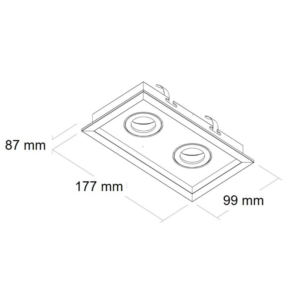 SPOT EMBUTIR PARA 2 LAMPADA MINI DICROICA BRANCO QUADRADO MICRO BORDA