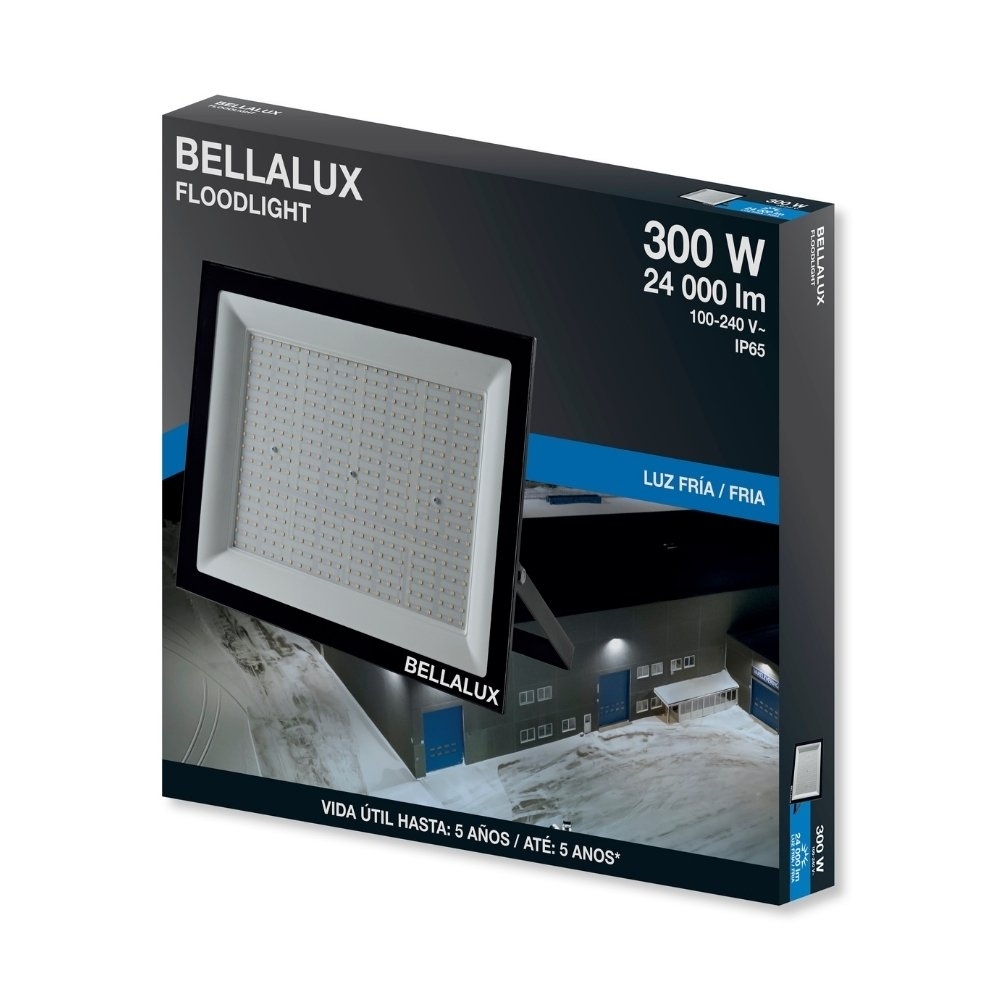 PROJETOR LED 300W BIVOLT LUZ BRANCA 6500K 24000LM PRETO G6 IP65 - BELLALUX