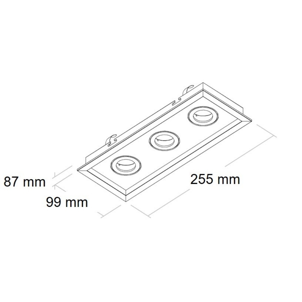SPOT EMBUTIR PARA 3 LAMPADA MINI DICROICA BRANCO QUADRADO MICRO BORDA - BELLA LUCE