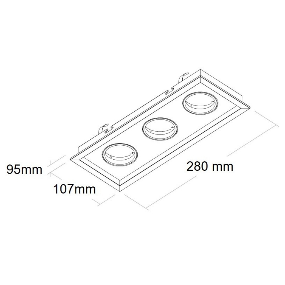 SPOT EMBUTIR PARA 3 LAMPADA DICROICA BRANCO QUADRADO MICRO BORDA - BELLA LUCE
