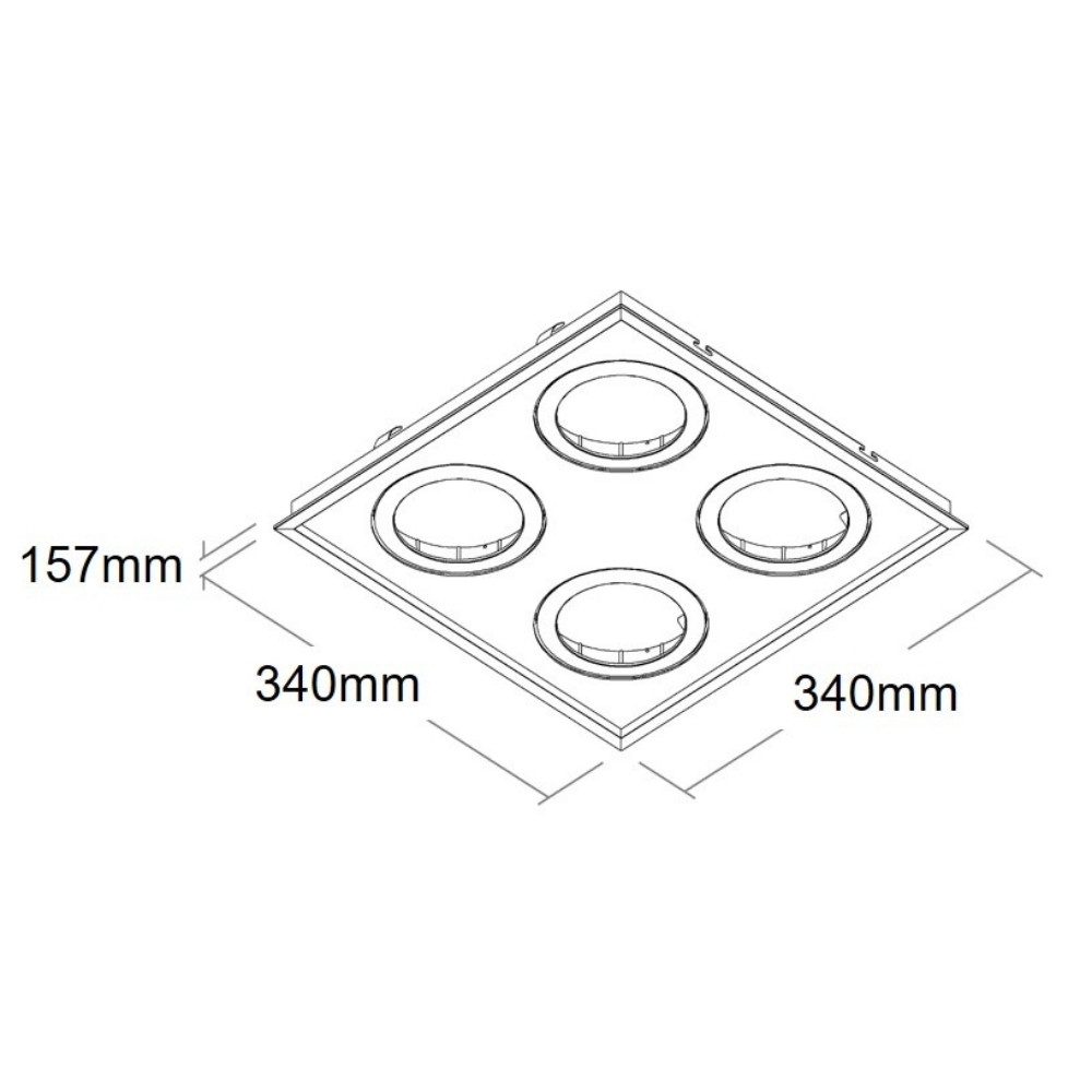 SPOT EMBUTIR PARA 4 LAMPADA AR70 BRANCO QUADRADO MICRO BORDA - BELLA LUCE
