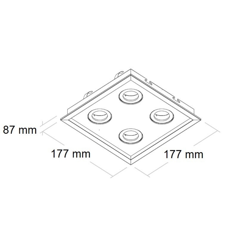 SPOT EMBUTIR PARA 4 LAMPADA MINI DICROICA BRANCO QUADRADO MICRO BORDA