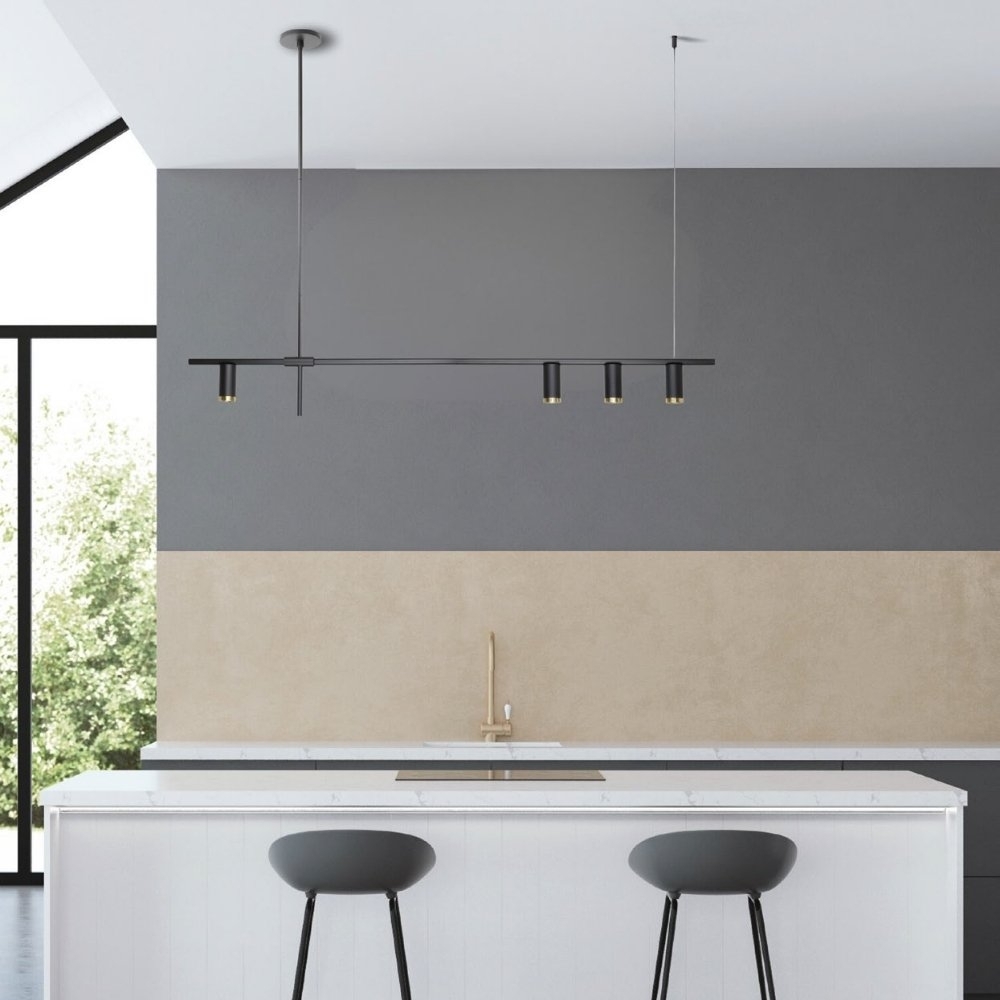 PENDENTE HONDA PARA 4 LAMAPADA MINI DICROICA CRISTAL PRETO - SPOT LINE