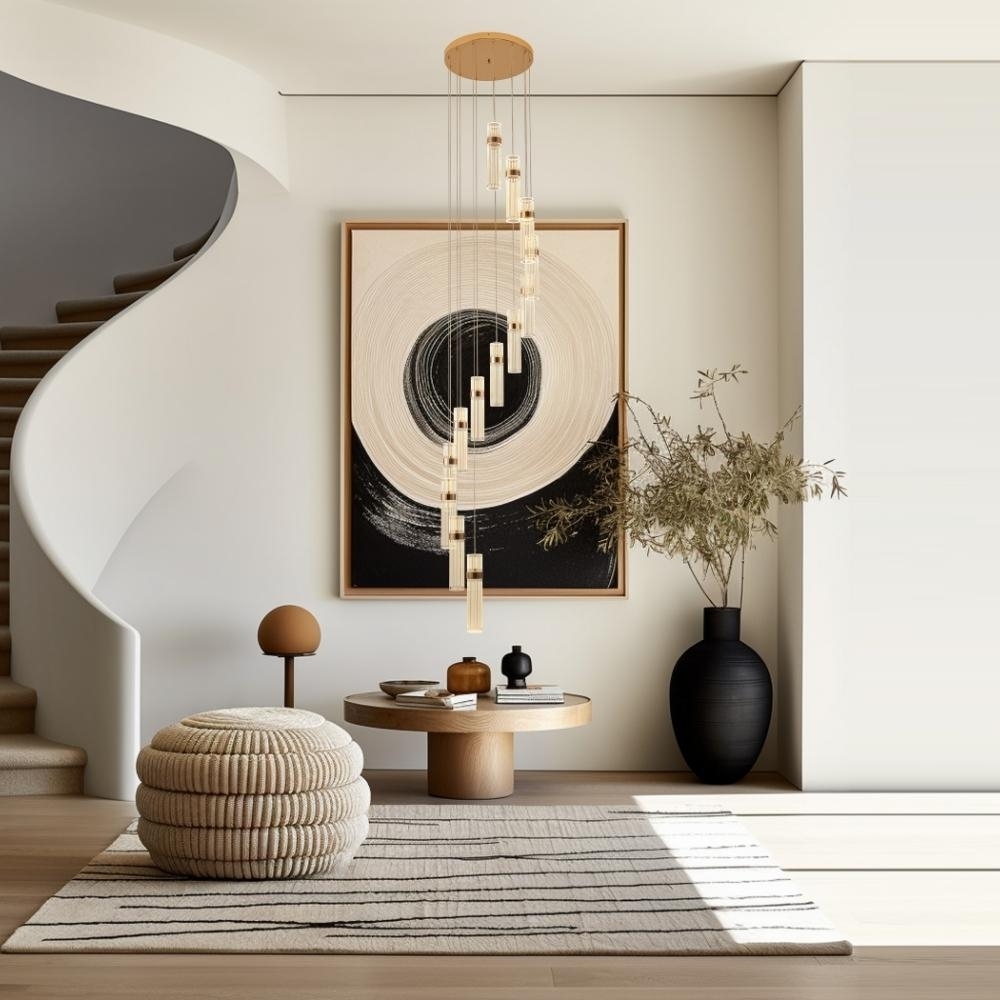 PENDENTE LED NAGOIA 105W BIVOLT LUZ AMARELA 3000K 40CM DOURADO - HEVVY