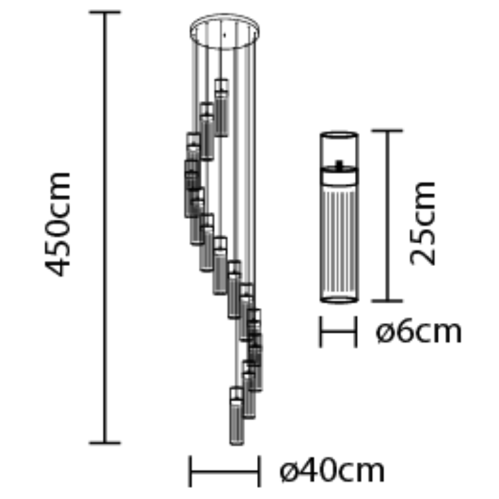PENDENTE LED NAGOIA 105W BIVOLT LUZ AMARELA 3000K 40CM DOURADO - HEVVY