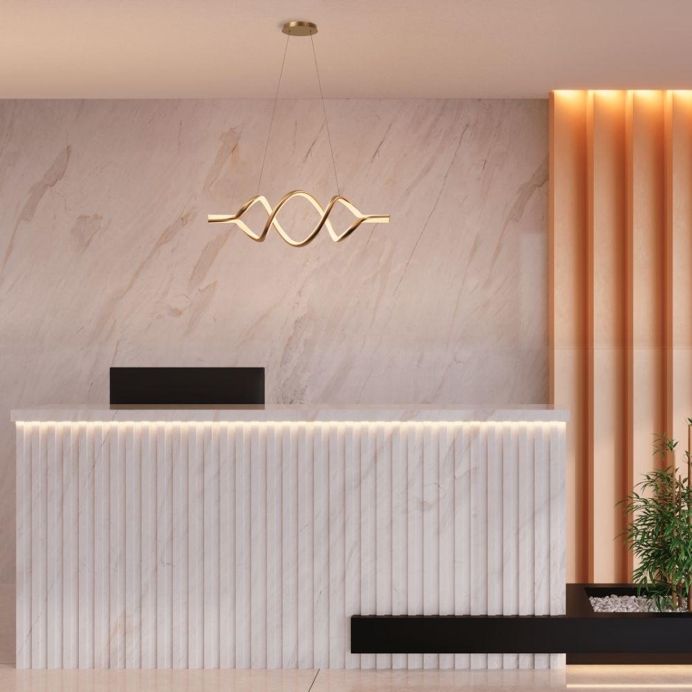 PENDENTE LED HORIZON GOLD 48W LUZ AMARELA 3000K DOURADO - HEVVY